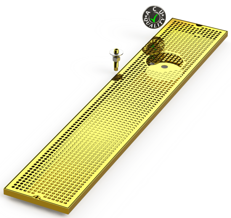 8" X 45" Surface Mount Drip Tray with Drain and Right Rinser Hole - ACU Precision Sheet Metal