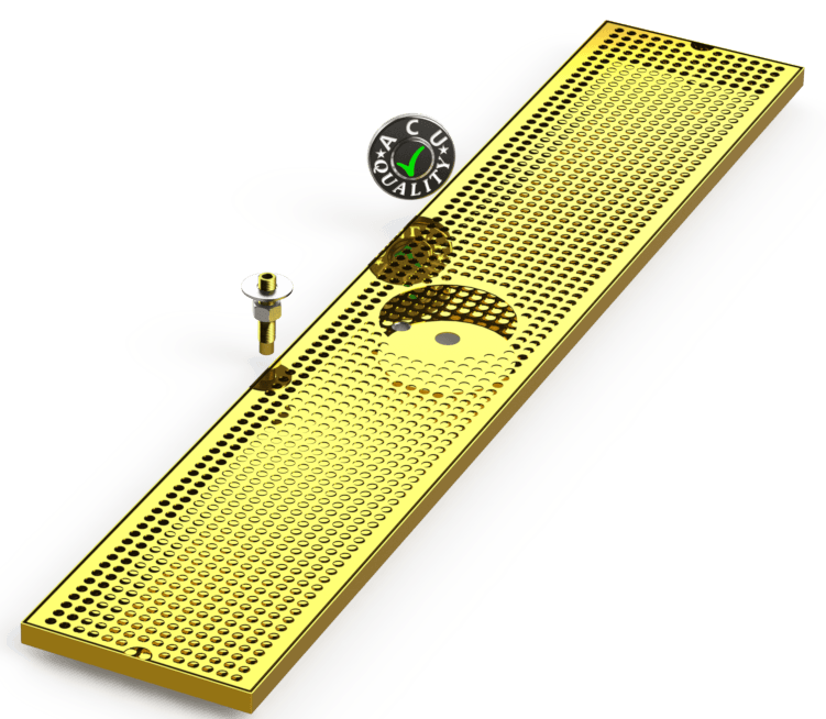 8" X 45" Surface Mount Drip Tray with Drain and Rinser Hole - ACU Precision Sheet Metal