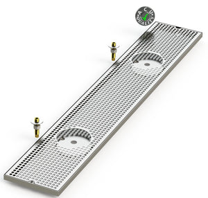 8" X 48" Surface Mount Drip Tray with Double Drain and Double Rinser Holes - ACU Precision Sheet Metal