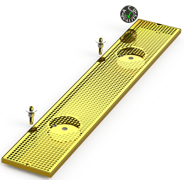 8" X 48" Surface Mount Drip Tray with Double Drain and Double Rinser Holes - ACU Precision Sheet Metal