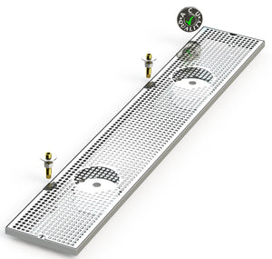 8" X 48" Surface Mount Drip Tray with Double Drain and Double Rinser Holes - ACU Precision Sheet Metal