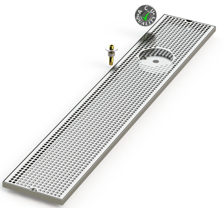 8" X 48" Surface Mount Drip Tray with Drain and Right Rinser Hole - ACU Precision Sheet Metal
