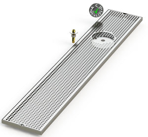 8" X 48" Surface Mount Drip Tray with Drain and Right Rinser Hole - ACU Precision Sheet Metal