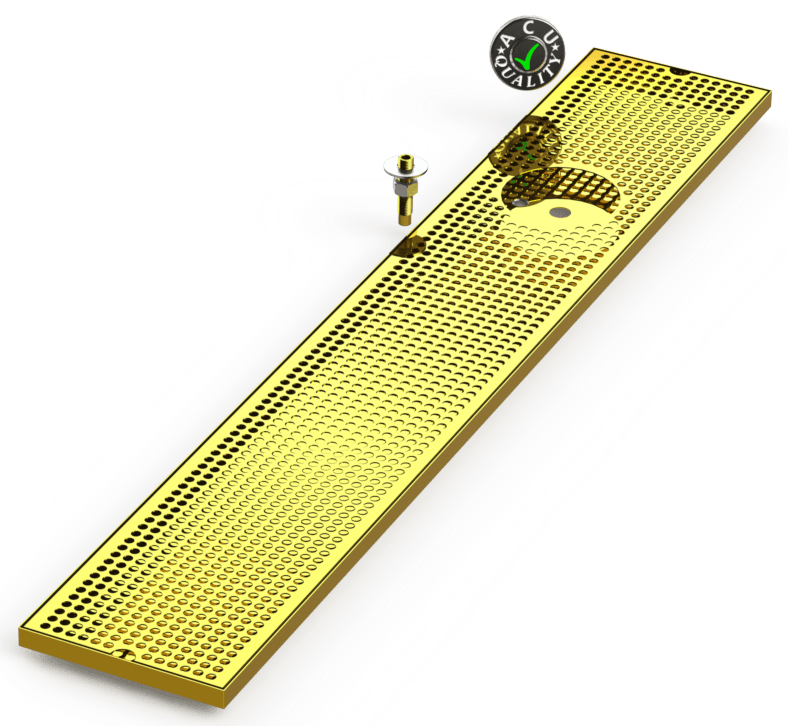 8" X 48" Surface Mount Drip Tray with Drain and Right Rinser Hole - ACU Precision Sheet Metal