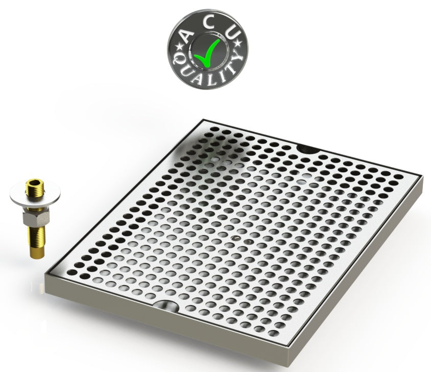 9" X 12" Surface Mount Drip Tray with Drain - ACU Precision Sheet Metal