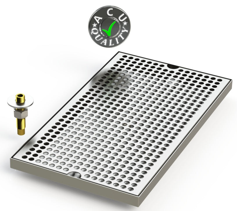 9" X 16" Surface Mount Drip Tray with Drain - ACU Precision Sheet Metal