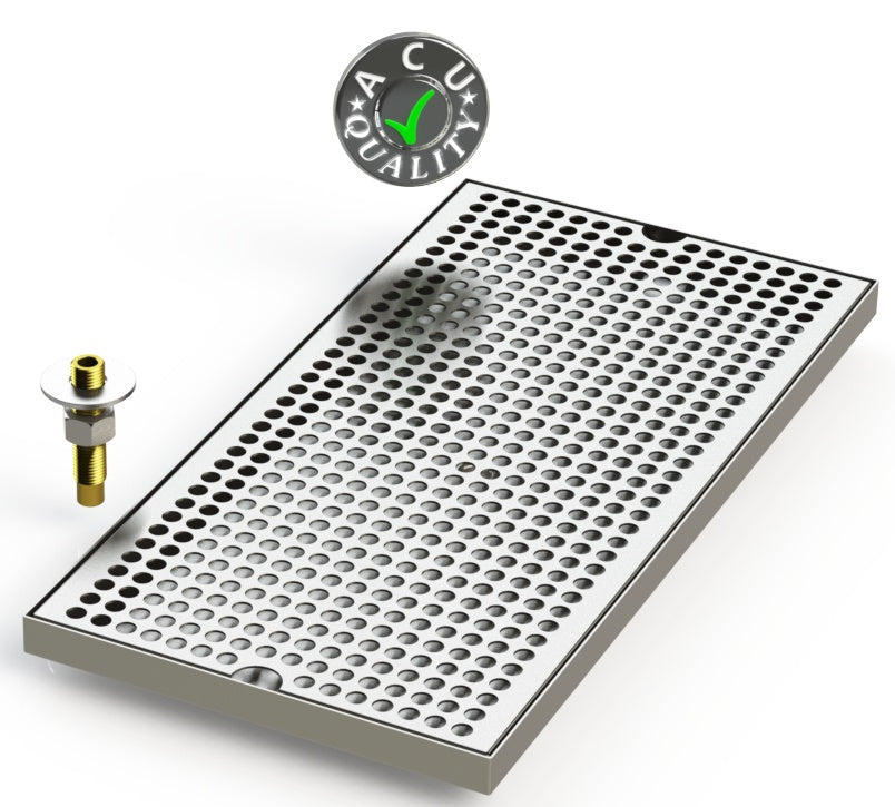 9" X 18" Surface Mount Drip Tray with Drain - ACU Precision Sheet Metal