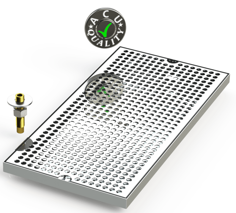 9" X 18" Surface Mount Drip Tray with Drain - ACU Precision Sheet Metal