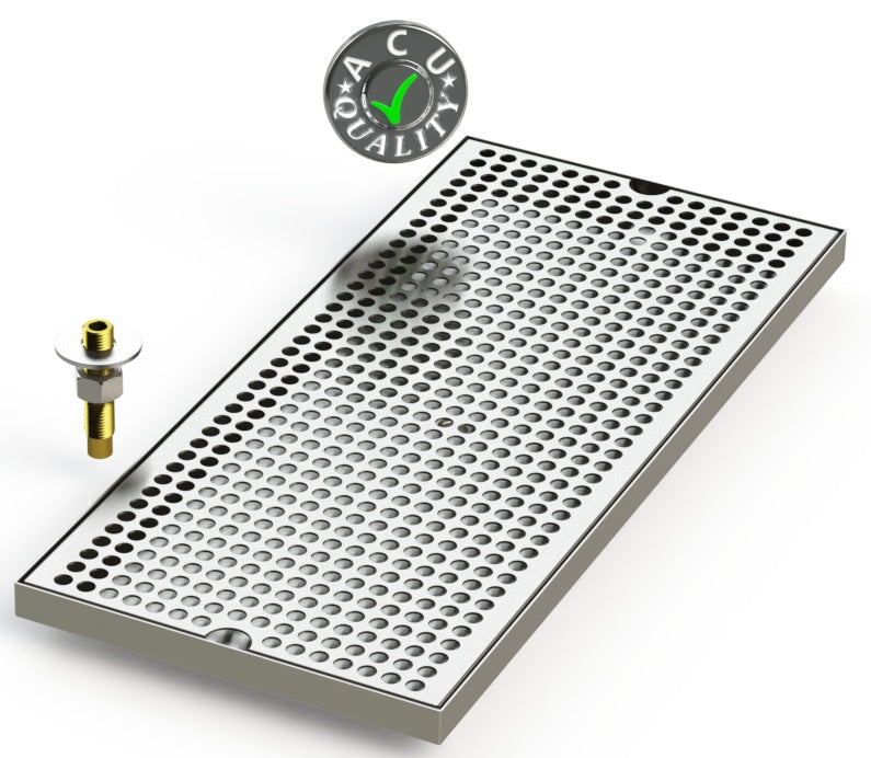 9" X 20" Surface Mount Drip Tray with Drain - ACU Precision Sheet Metal