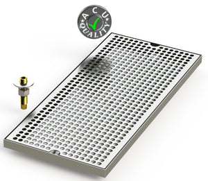 9" X 20" Surface Mount Drip Tray with Drain - ACU Precision Sheet Metal