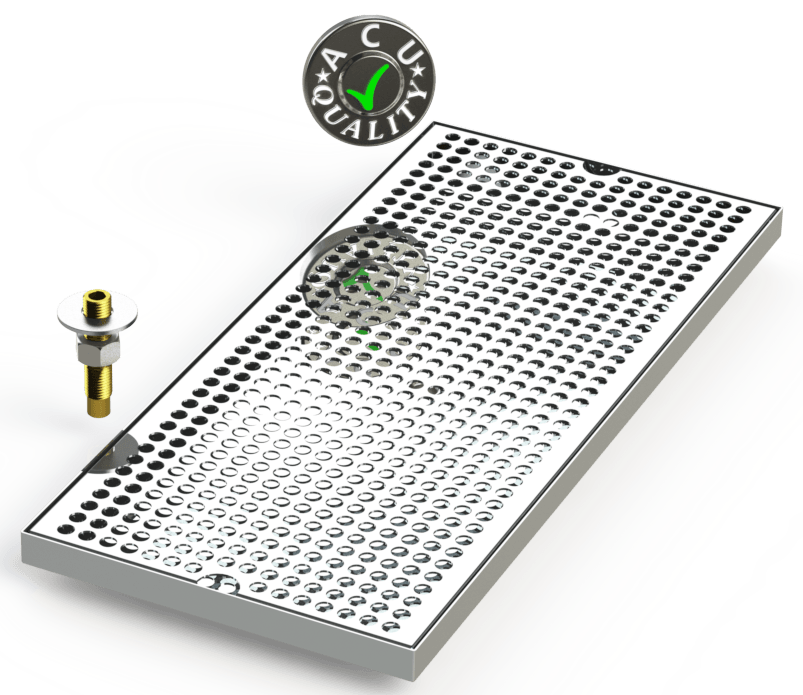 9" X 20" Surface Mount Drip Tray with Drain - ACU Precision Sheet Metal