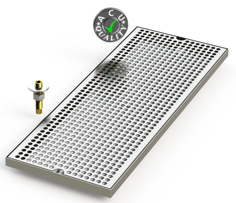 9" X 24" Surface Mount Drip Tray with Drain - ACU Precision Sheet Metal