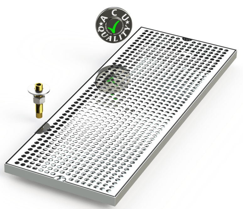 9" X 24" Surface Mount Drip Tray with Drain - ACU Precision Sheet Metal