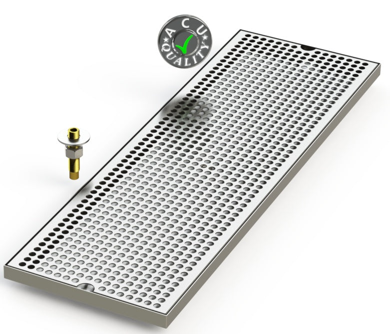 9" X 28" Surface Mount Drip Tray with Drain - ACU Precision Sheet Metal