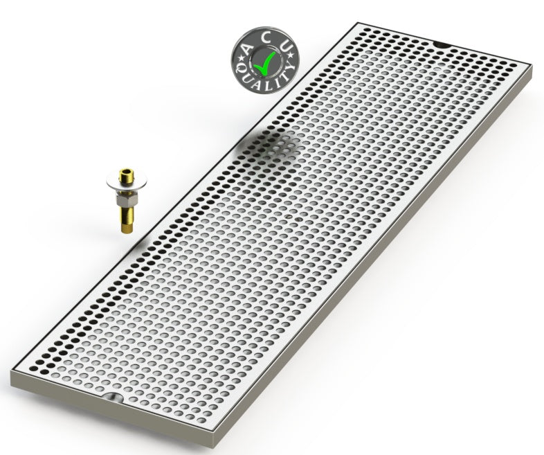 9" X 33" Surface Mount Drip Tray with Drain - ACU Precision Sheet Metal