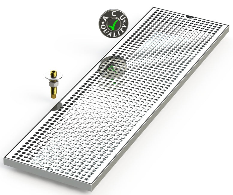 9" X 33" Surface Mount Drip Tray with Drain - ACU Precision Sheet Metal