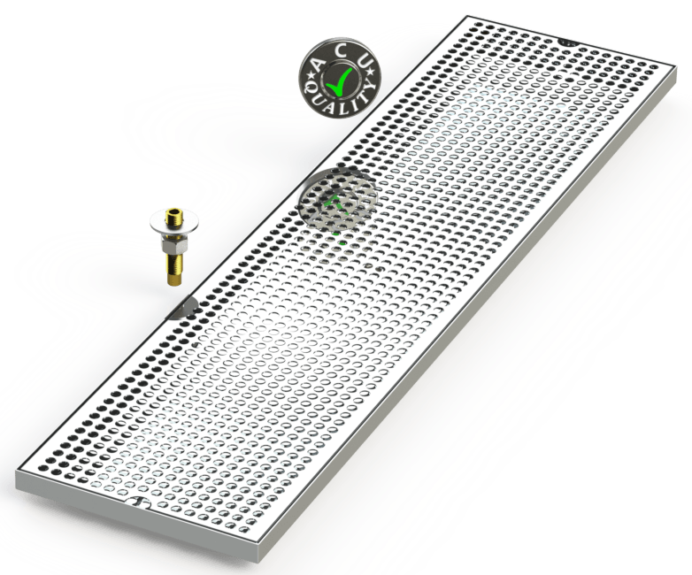 9" X 36" Surface Mount Drip Tray with Drain - ACU Precision Sheet Metal