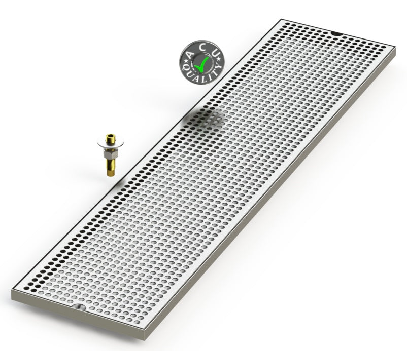 9" X 39" Surface Mount Drip Tray with Drain - ACU Precision Sheet Metal