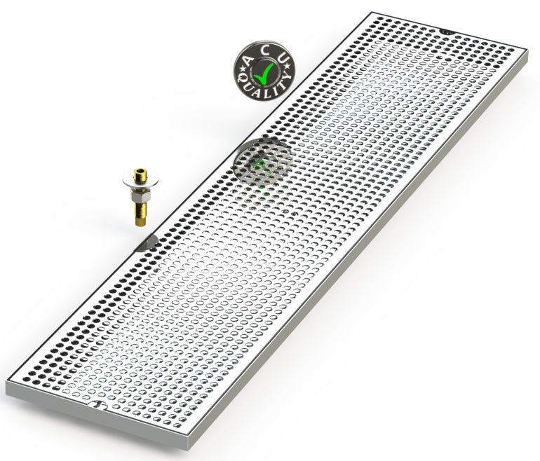 9" X 39" Surface Mount Drip Tray with Drain - ACU Precision Sheet Metal