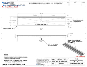 Flush Mount 5" X 30" Drip Tray | Beer Dispenser Catcher | S/S # 4 - ACU Precision Sheet Metal