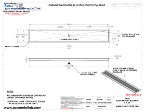 Flush Mount 5" X 36" Drip Tray | Beer Dispenser Catcher | S/S # 4 - ACU Precision Sheet Metal
