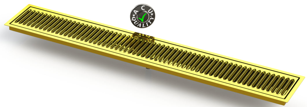 Flush Mount 5" X 36" X ¾" Drip Tray | Recessed Beer Tray | Brass - ACU Precision Sheet Metal