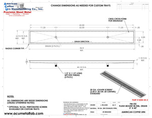 Flush Mount 5" X 45" Drip Tray with Double Drains | Recessed | S/S # 4