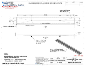 Flush Mount 5" X 48" Drip Tray with Double Drains | Recessed | S/S # 4