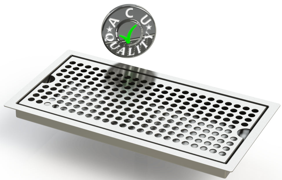 Flush Mount 6" X 12" X ¾" Drip Tray | Recessed Beer Tray | Stainless Steel - ACU Precision Sheet Metal