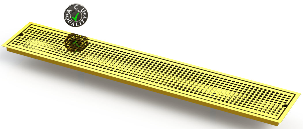 Flush Mount 6" X 36" X ¾" Drip Tray with Double Drains | Recessed | Brass
