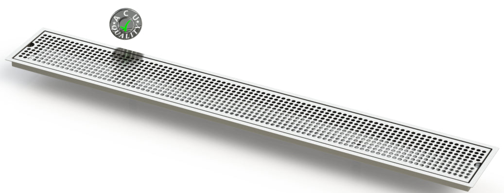 Flush Mount 6" X 45" X ¾" Drip Tray with Double Drains | Recessed | S/S # 4