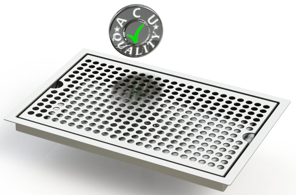 Flush Mount 8" X 12" X ¾" Drip Tray | Recessed Beer Tray | Stainless Steel - ACU Precision Sheet Metal