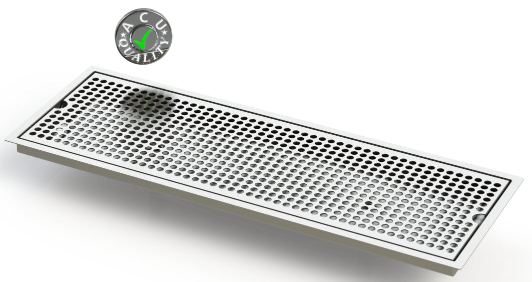 Flush Mount 8" X 24" X ¾" Drip Tray with Double Drains | Recessed | S/S # 4