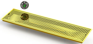 Flush Mount 8" X 30" X ¾" Drip Tray with Double Drains | Recessed Beer Tray | Brass