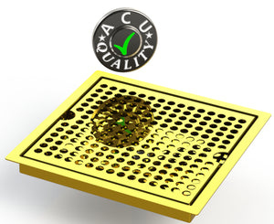Flush Mount 8" X 8" X ¾" Drip Tray | Beer Dispenser Catcher | Brass - ACU Precision Sheet Metal