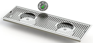 Flush Mount w/ Center Drain and Double Rinser Holes 8" X 24" X ¾" Drip Tray | Recessed | S/S # 4