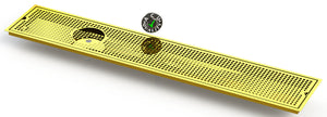 Flush Mount w/ Center Drain and Offset Rinser Hole 8" X 45" X ¾" Drip Tray | Recessed | Brass