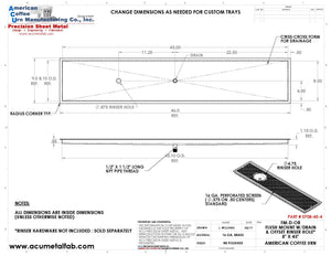 Flush Mount w/ Center Drain and Offset Rinser Hole 8" X 45" X ¾" Drip Tray | Recessed | Brass