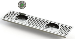 Flush Mount w/ Double Drain and Double Rinser Holes 6" X 24" X ¾" Drip Tray | Recessed | S/S # 4