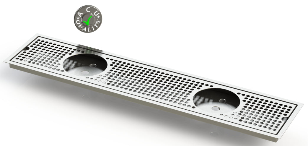 Flush Mount w/ Double Drain and Double Rinser Holes 6" X 30" X ¾" Drip Tray | Recessed | S/S # 4