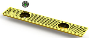 Flush Mount w/ Double Drain and Double Rinser Holes 6" X 36" X ¾" Drip Tray | Recessed | Brass
