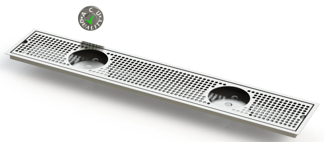 Flush Mount w/ Double Drain and Double Rinser Holes 6" X 36" X ¾" Drip Tray | Recessed | S/S # 4