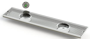 Flush Mount w/ Double Drain and Double Rinser Holes 8" X 36" X ¾" Drip Tray | Recessed | S/S # 4
