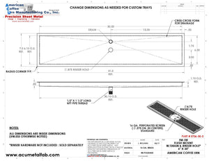 Flush Mount with Rinser Hole 6" X 30" X ¾" Drip Tray | Recessed | Brass