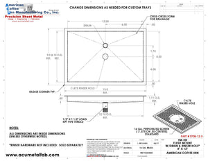 Flush Mount with Rinser Hole 8" X 12" X ¾" Drip Tray | Recessed | Brass