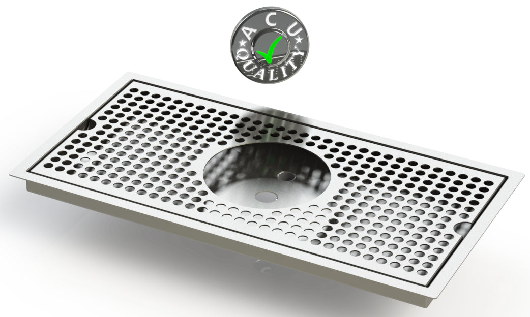 Flush Mount with Rinser Hole 8" X 16" X ¾" Drip Tray | Recessed | S/S # 4