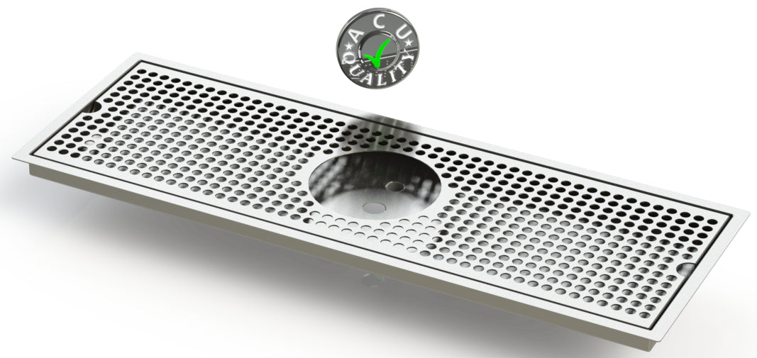 Flush Mount with Rinser Hole 8" X 24" X ¾" Drip Tray | Recessed | S/S # 4