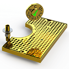 Surface Mount Drip Tray with Cut Out and Drain | 7" X 12" X ¾" | 5" Flange | Brass - ACU Precision Sheet Metal