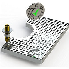 Surface Mount Drip Tray with Cut Out and Drain | 7" X 12" X ¾" | 5" Flange | Mirror Finish - ACU Precision Sheet Metal