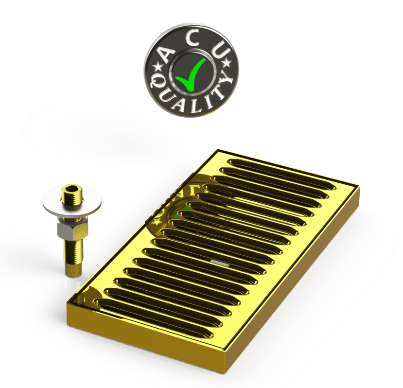 Surface Mount Drip Tray with Drain 5" X 10" X 3/4" | Brass - ACU Precision Sheet Metal